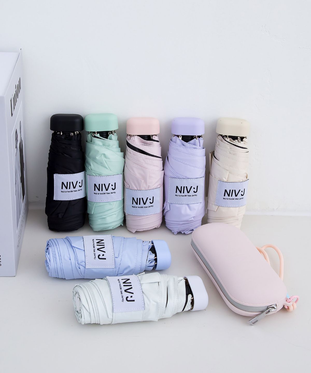 니브제이(NIVJ) NJ_5단 파우치 링스트랩 암막 양우산- 7COLOR