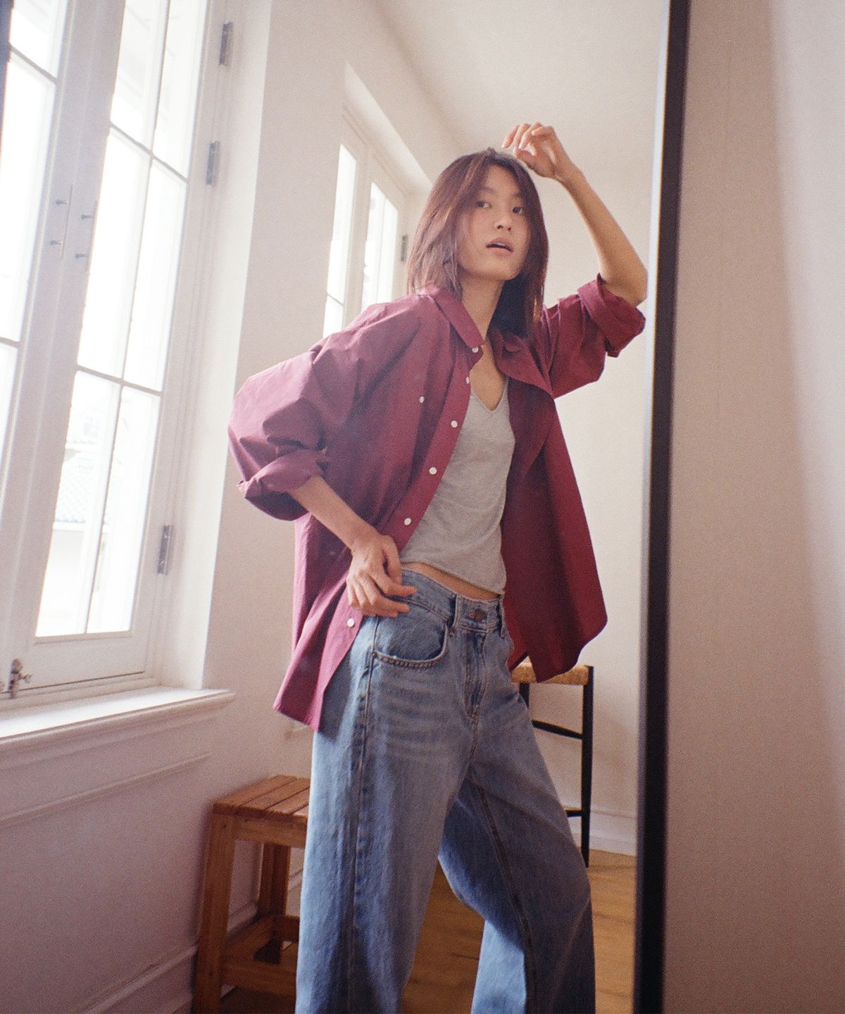 108파운드(108POUND) Days Comfort Fit Shirt_Dark Berry