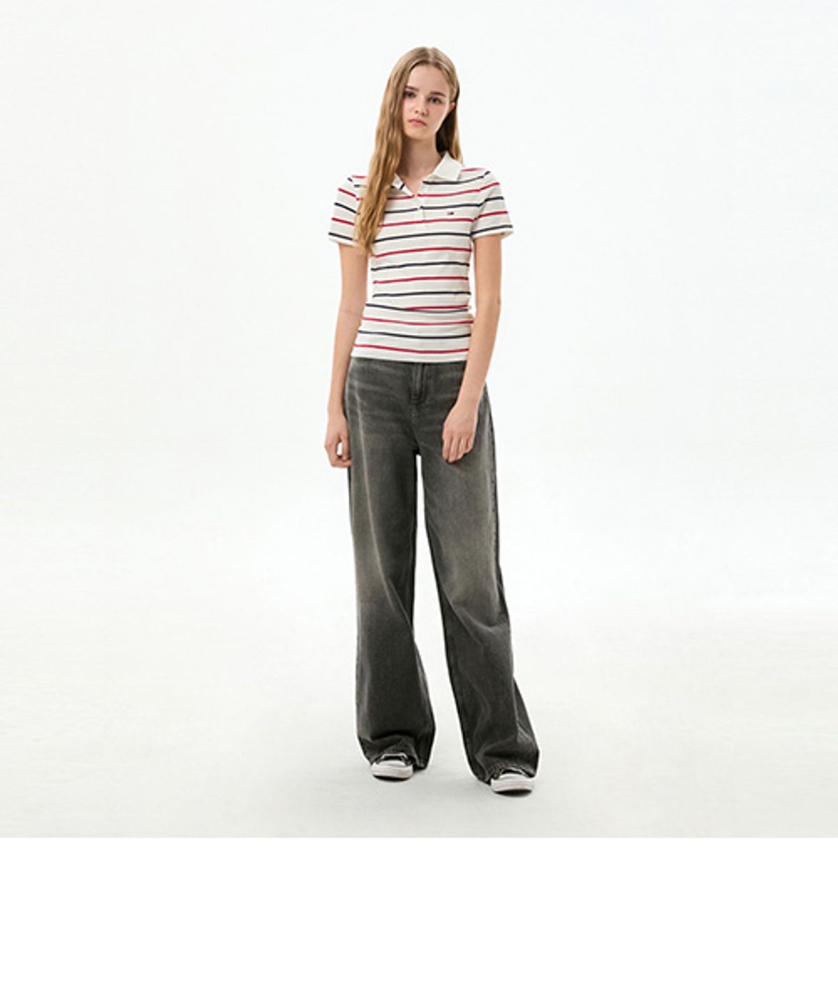 타미진스(TOMMY JEANS) 슬림 핏 립 폴로 셔츠 (T32G6TKT10TWT10FB)