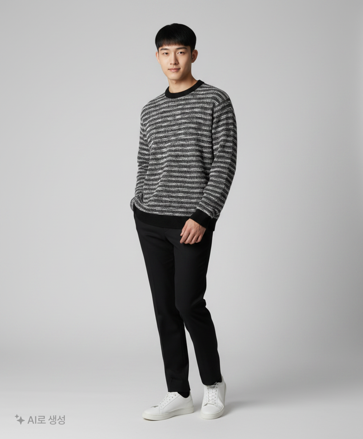 메종미네드(MAISON MINED) MIXED BOUCLE KNIT LONG SLEEVE BLACK L
