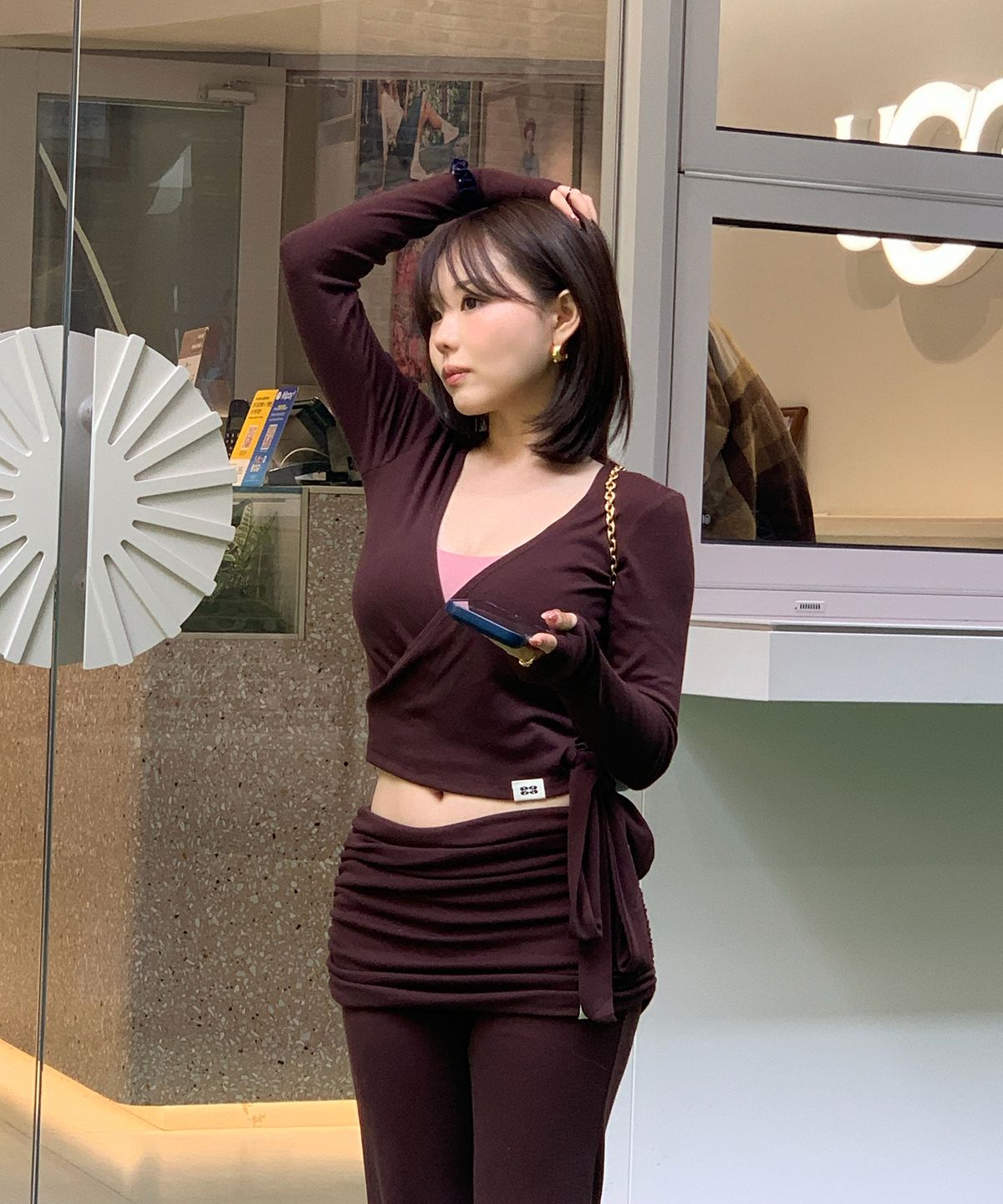 키시닝(KISYNING) Yoga Flow Wrap Cardigan (Burgundy)