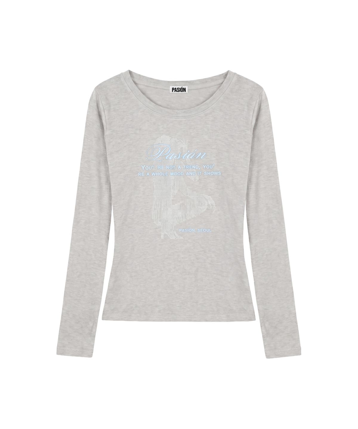 파시온(PASION) 무드 시그널 긴팔티_라이트 그레이 Mood signal Long sleeve tee_Light Gray