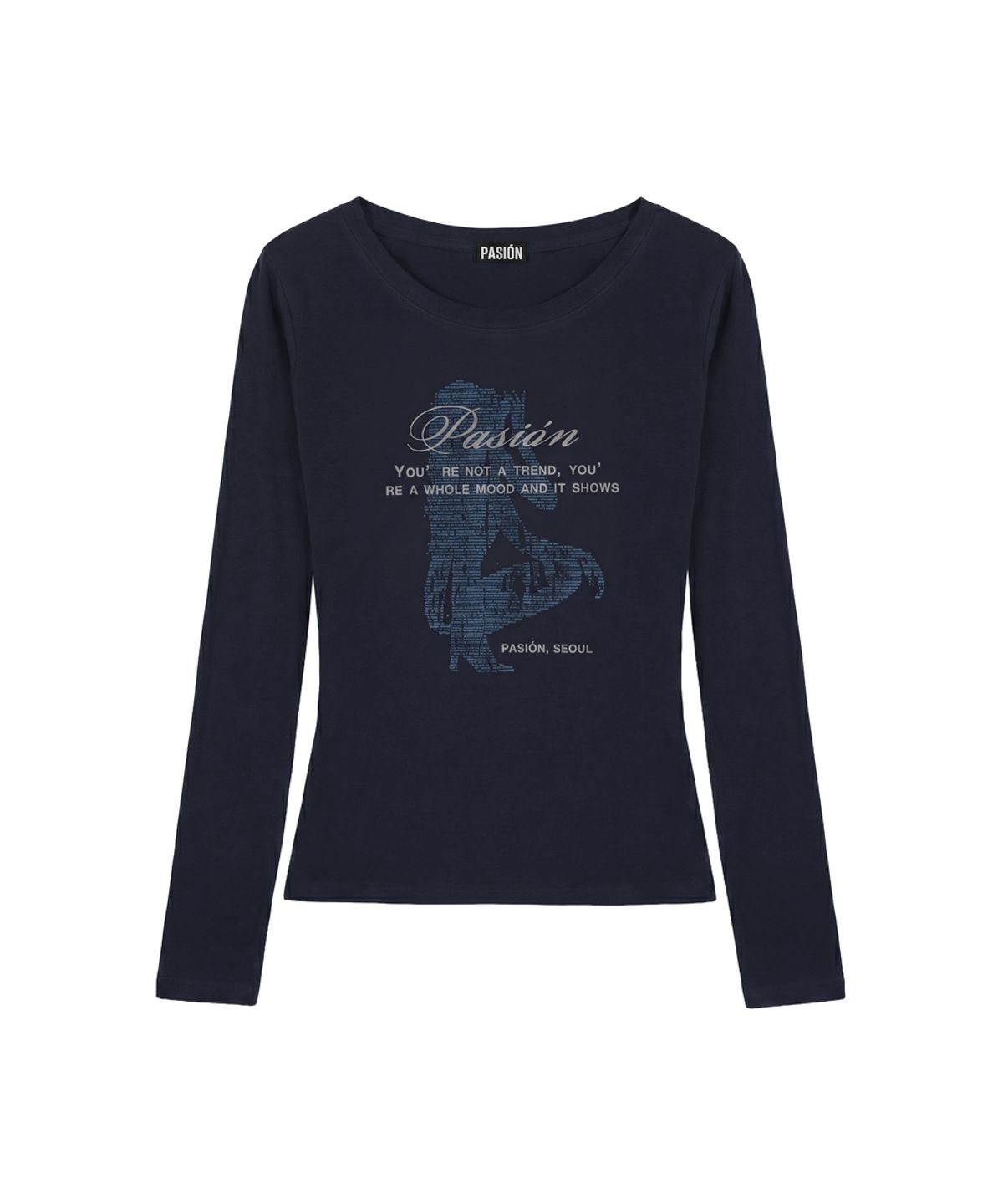 파시온(PASION) 무드 시그널 긴팔티_네이비 Mood signal Long sleeve tee_Navy