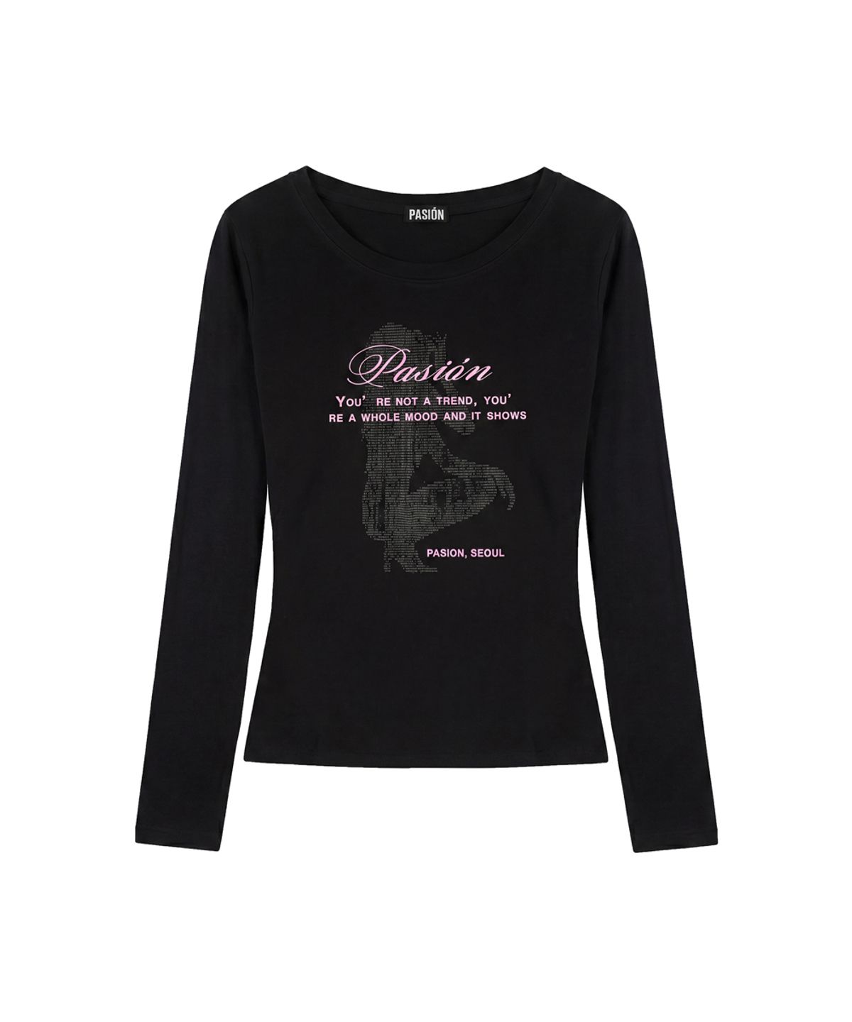 파시온(PASION) 무드 시그널 긴팔티_블랙  Mood signal Long sleeve tee_Black