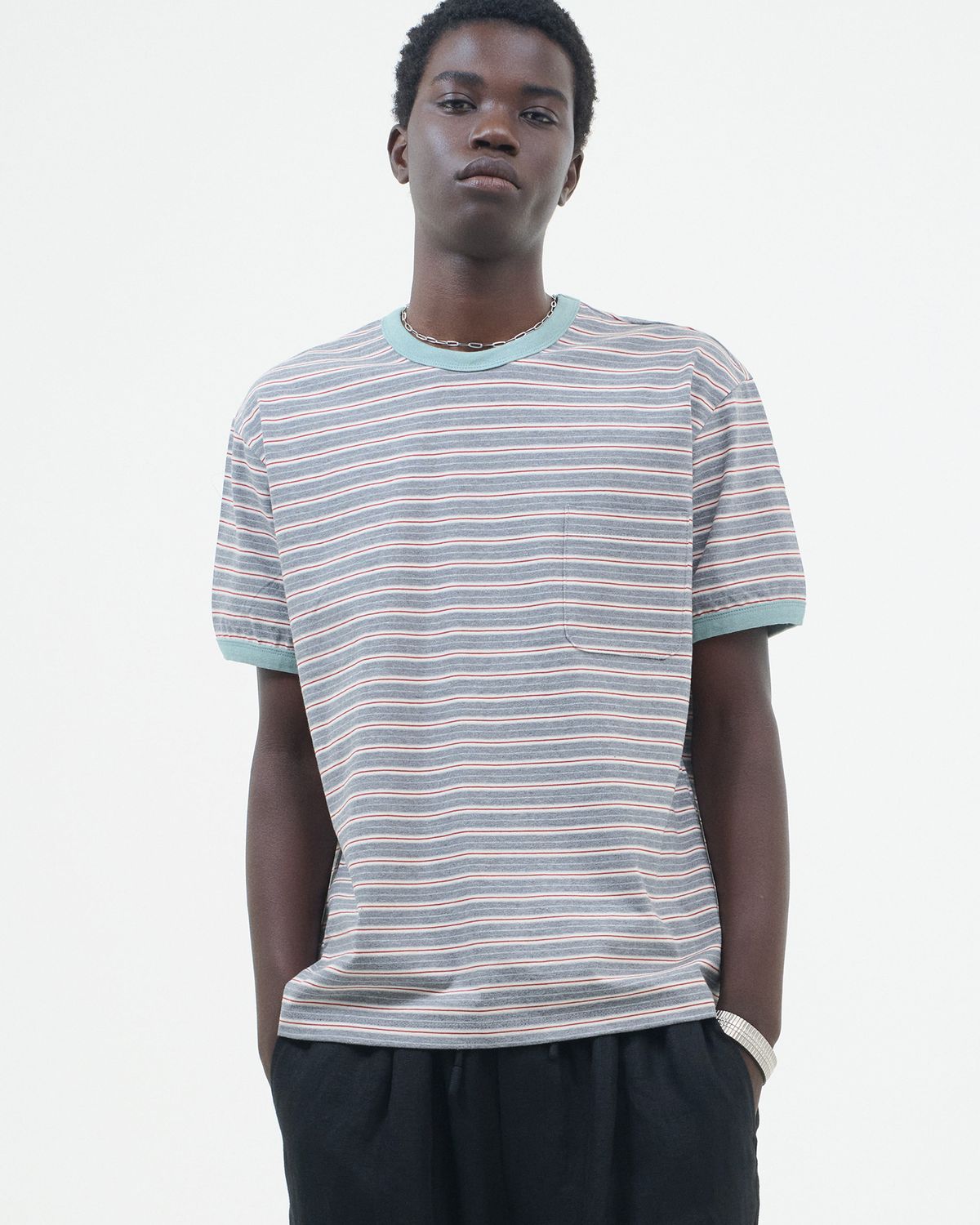 포커페이스(POKERFACE) [2Pack] Stripe Ringer T-shirts ( 4 Colors )