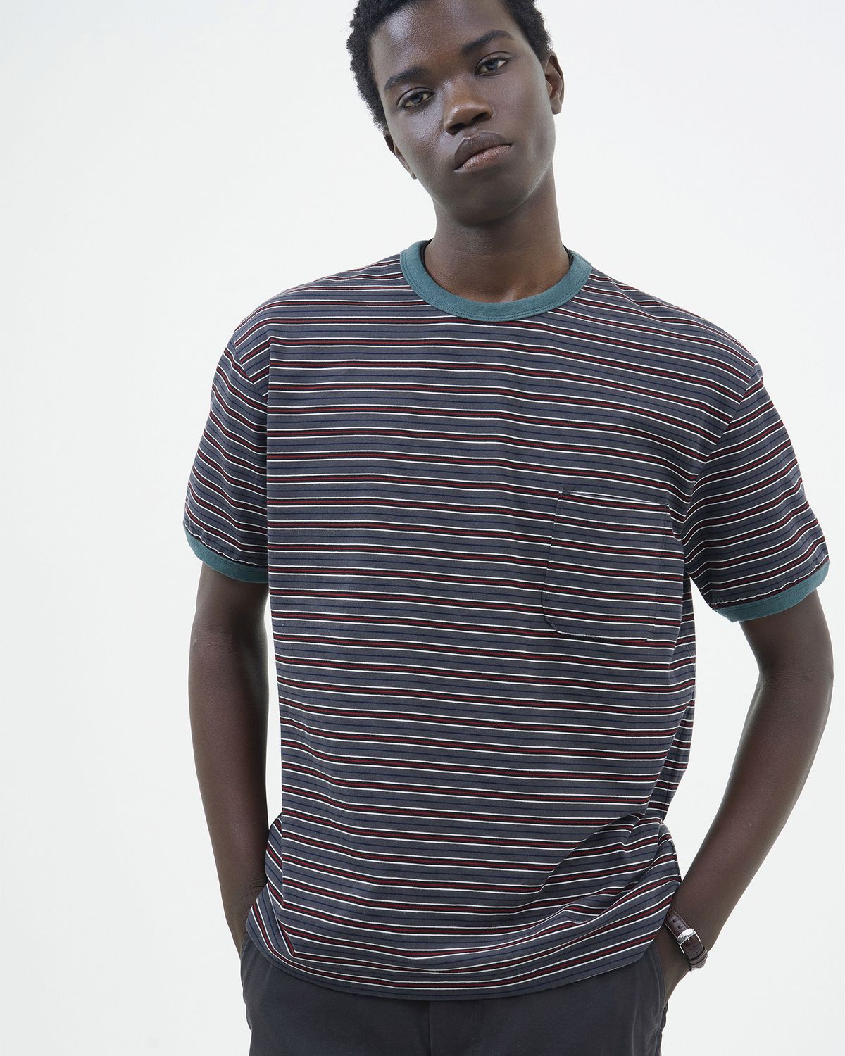 포커페이스(POKERFACE) [2Pack] Stripe Ringer T-shirts ( 4 Colors )