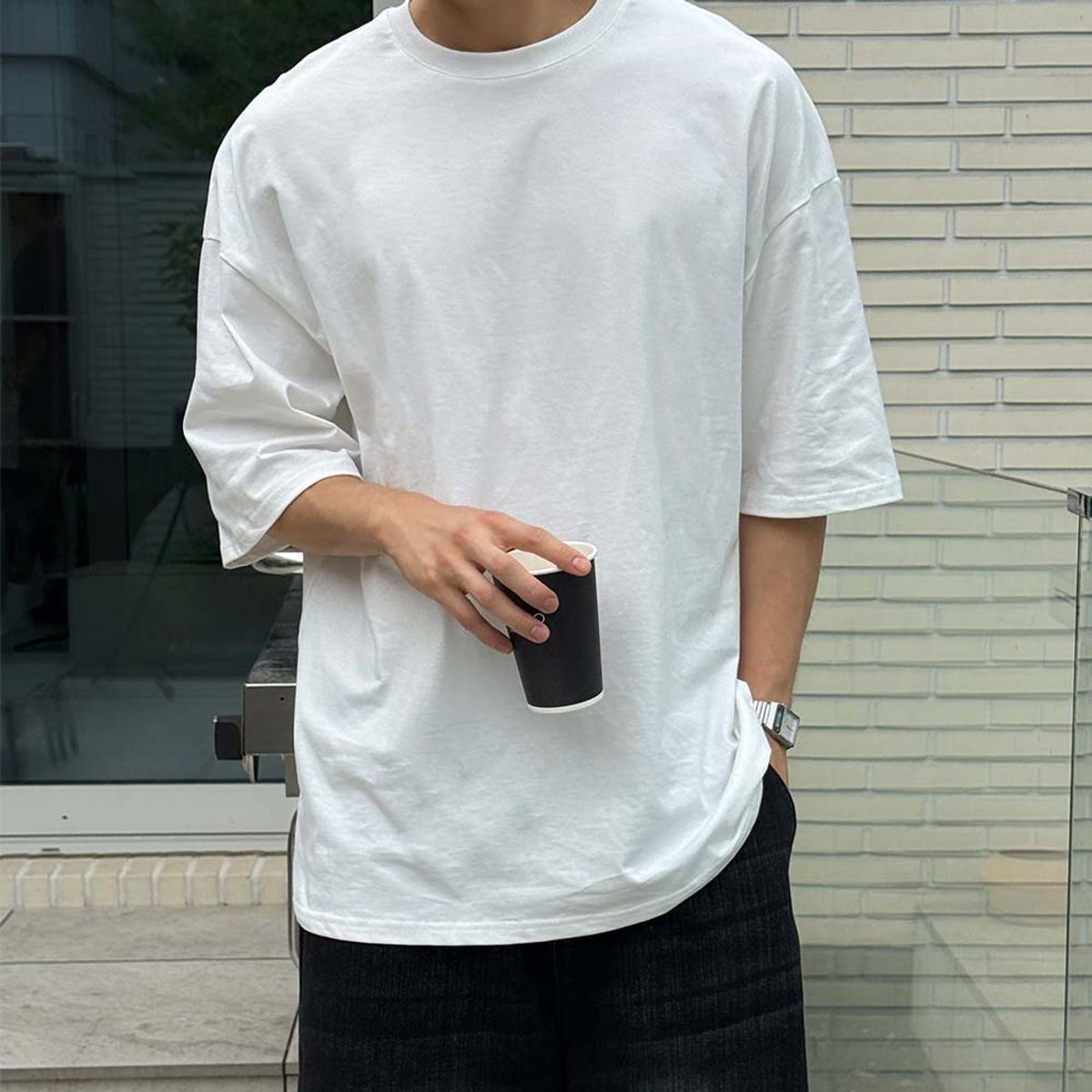 바이모노(BYMONO) [빅사이즈 XS-10XL] 모노 +5CM 체형보정 머슬핏 반팔