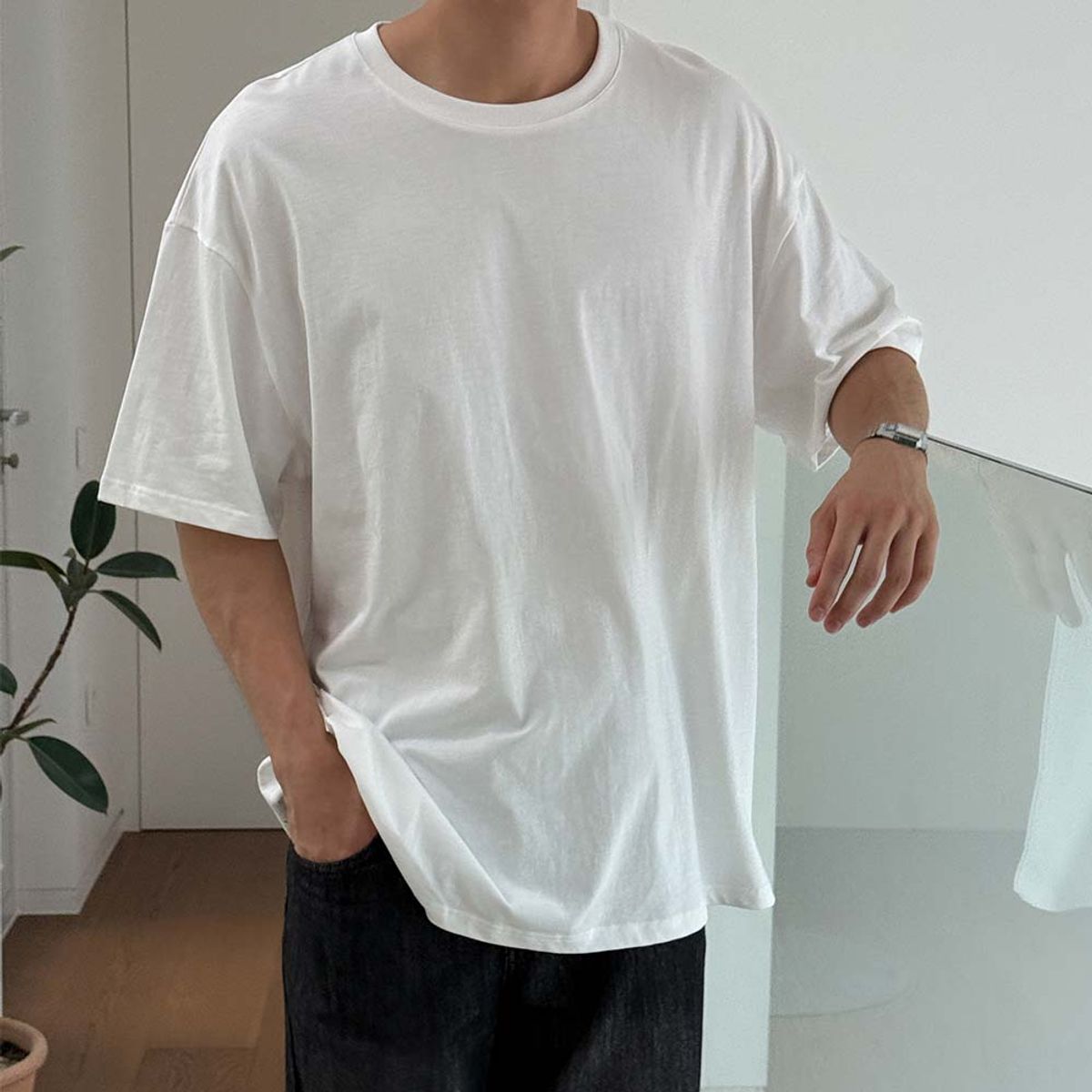 바이모노(BYMONO) [빅사이즈 S-8XL] 모노 +5CM 체형보정 오버핏 반팔