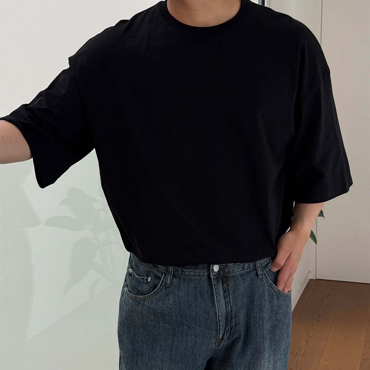 바이모노(BYMONO) [빅사이즈 S-8XL] 모노 +5CM 체형보정 오버핏 반팔