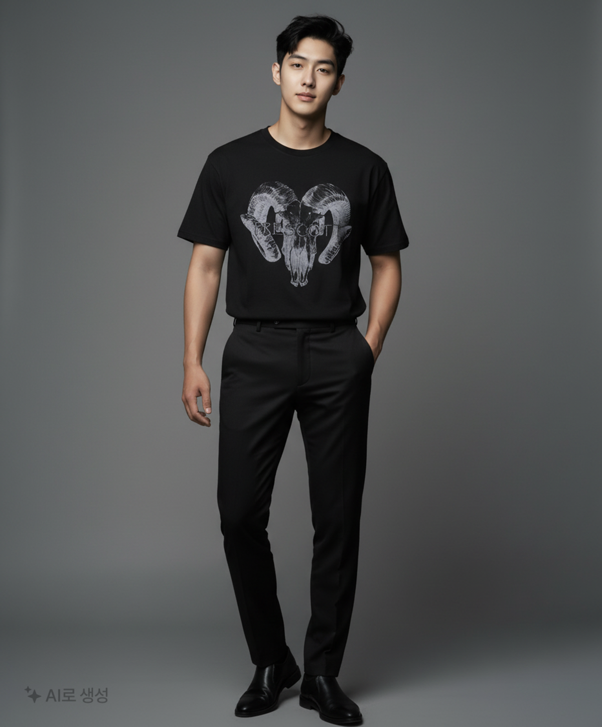 메종미네드(MAISON MINED) SKULL GOAT HALF T BLACK M