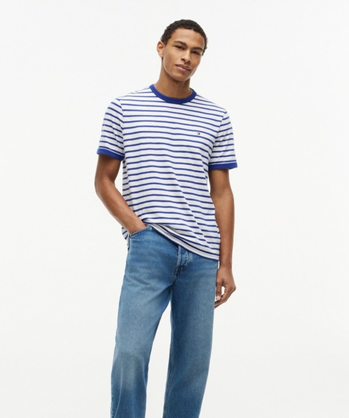 타미힐피거(TOMMY HILFIGER) 슬럽 스트라이프 레귤러 핏 티셔츠 (T12G6TPO360MT10EV)
