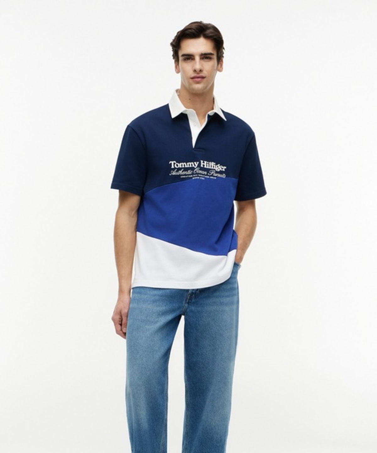 타미힐피거(TOMMY HILFIGER) 그래픽 컬러블록 클래식 핏 폴로셔츠 (T12G6TKT370MT10A4)