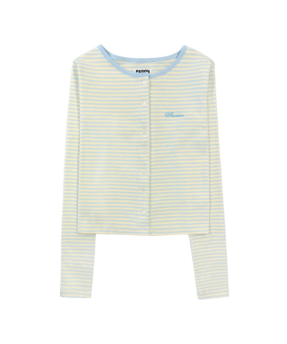 파시온(PASION) 슈가 스트라이프 가디건_레몬&블루 Sugar Stripe Cardigan_Lemon-Blue