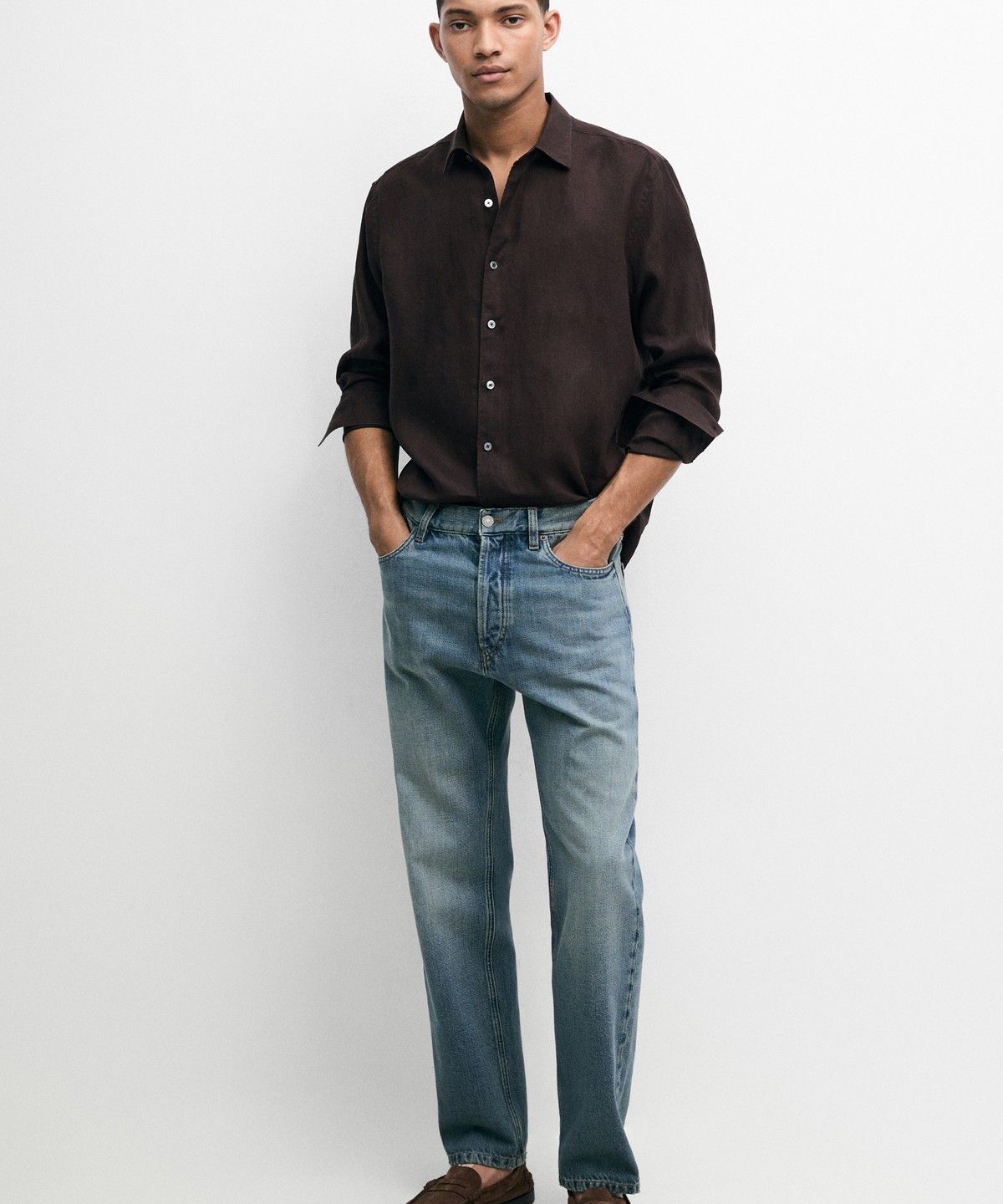 마시모두띠(MASSIMO DUTTI) 100% 린넨 레귤러 핏 셔츠