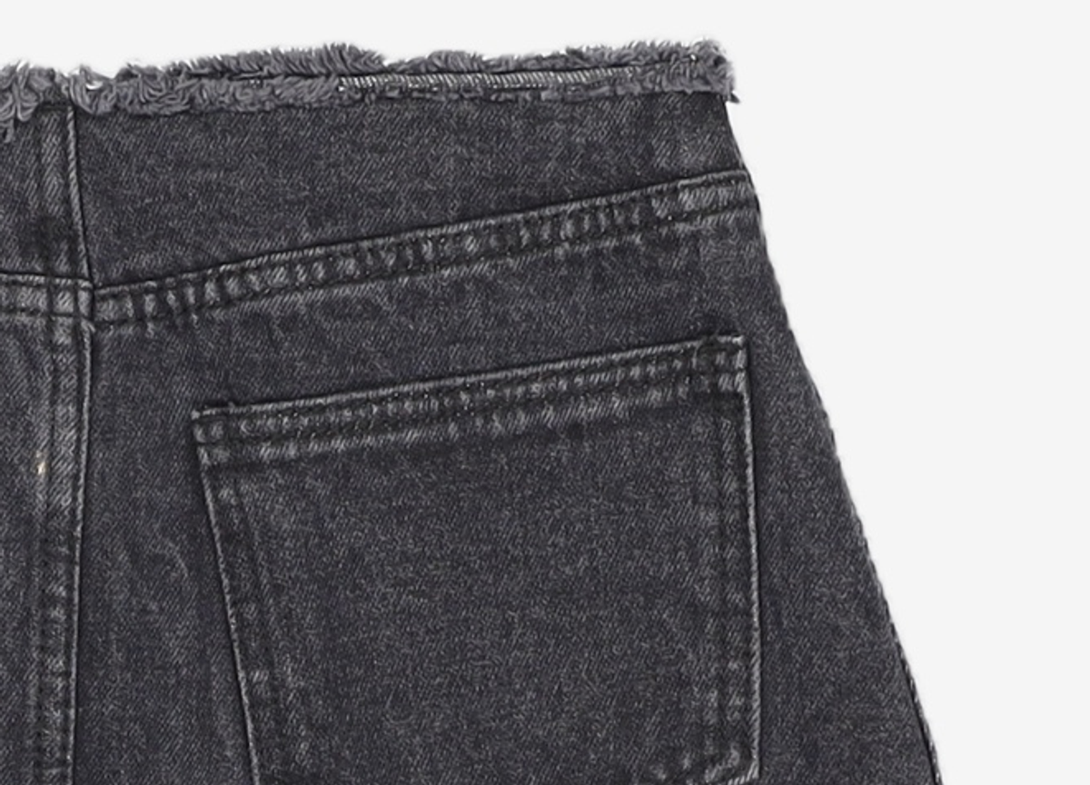 오아이오아이 컬렉션(OIOI COLLECTION) DESTROYED DENIM WRAP SKIRT [BLACK] S