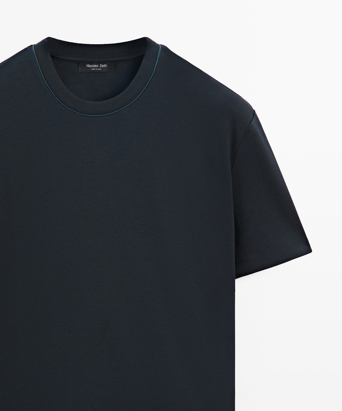 마시모두띠(MASSIMO DUTTI) 배색 라운드넥 반팔 티셔츠