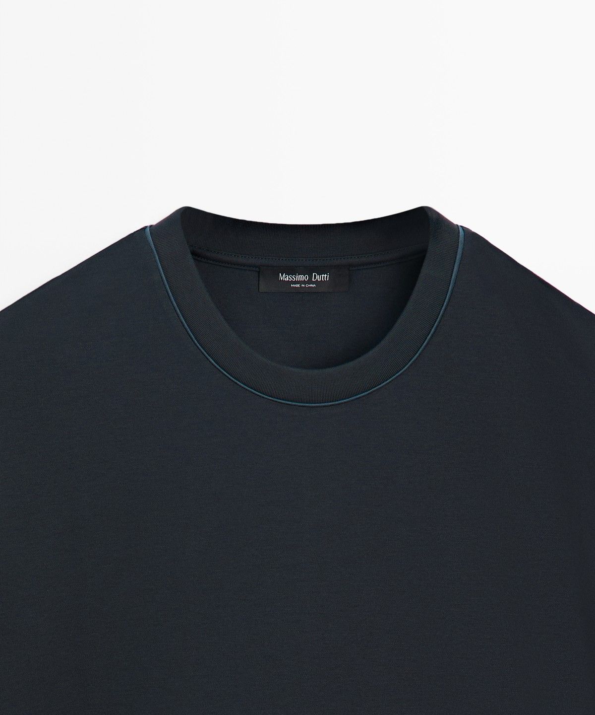 마시모두띠(MASSIMO DUTTI) 배색 라운드넥 반팔 티셔츠