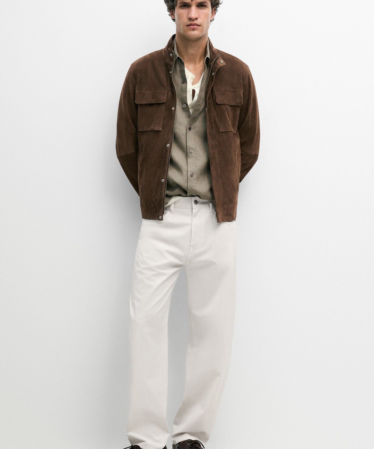 마시모두띠(MASSIMO DUTTI) 스웨이드 레더 포켓 재킷