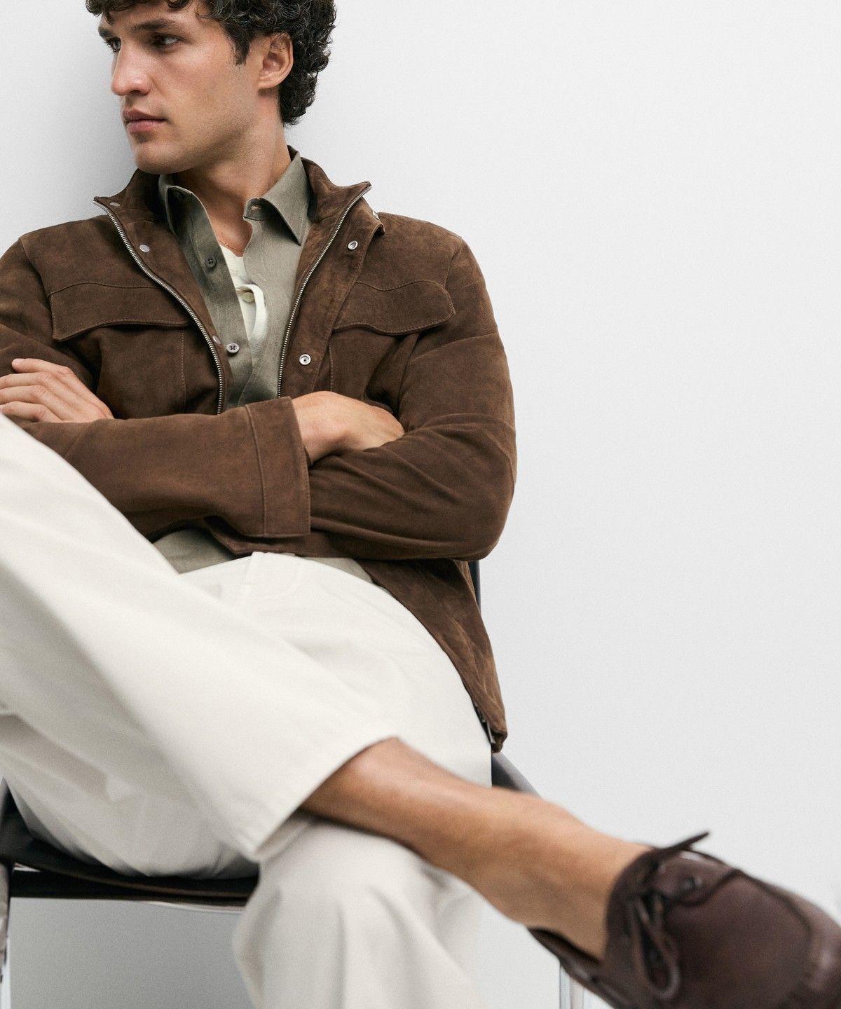 마시모두띠(MASSIMO DUTTI) 스웨이드 레더 포켓 재킷