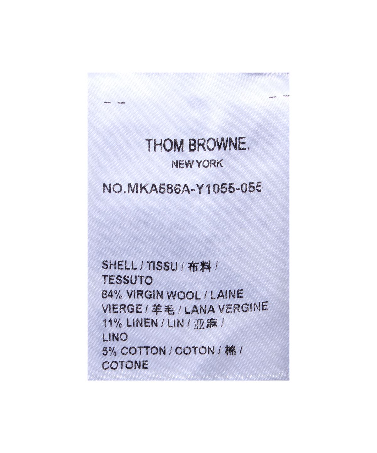 톰 브라운(THOM BROWNE) 메리노 & 리넨 오토만 스티치 4-바 스트라이프 밀라노 스티치 크루넥 니트 - 라이트 그레이 / MKA586AY1055055