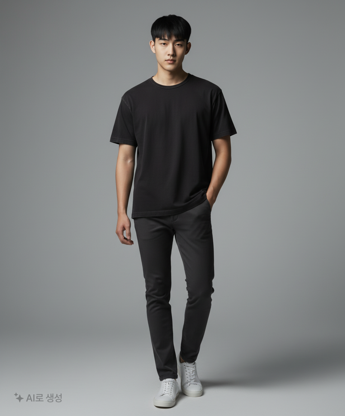 무신사 스탠다드(MUSINSA STANDARD) 릴렉스 핏 크루 넥 티셔츠 [블랙] XL