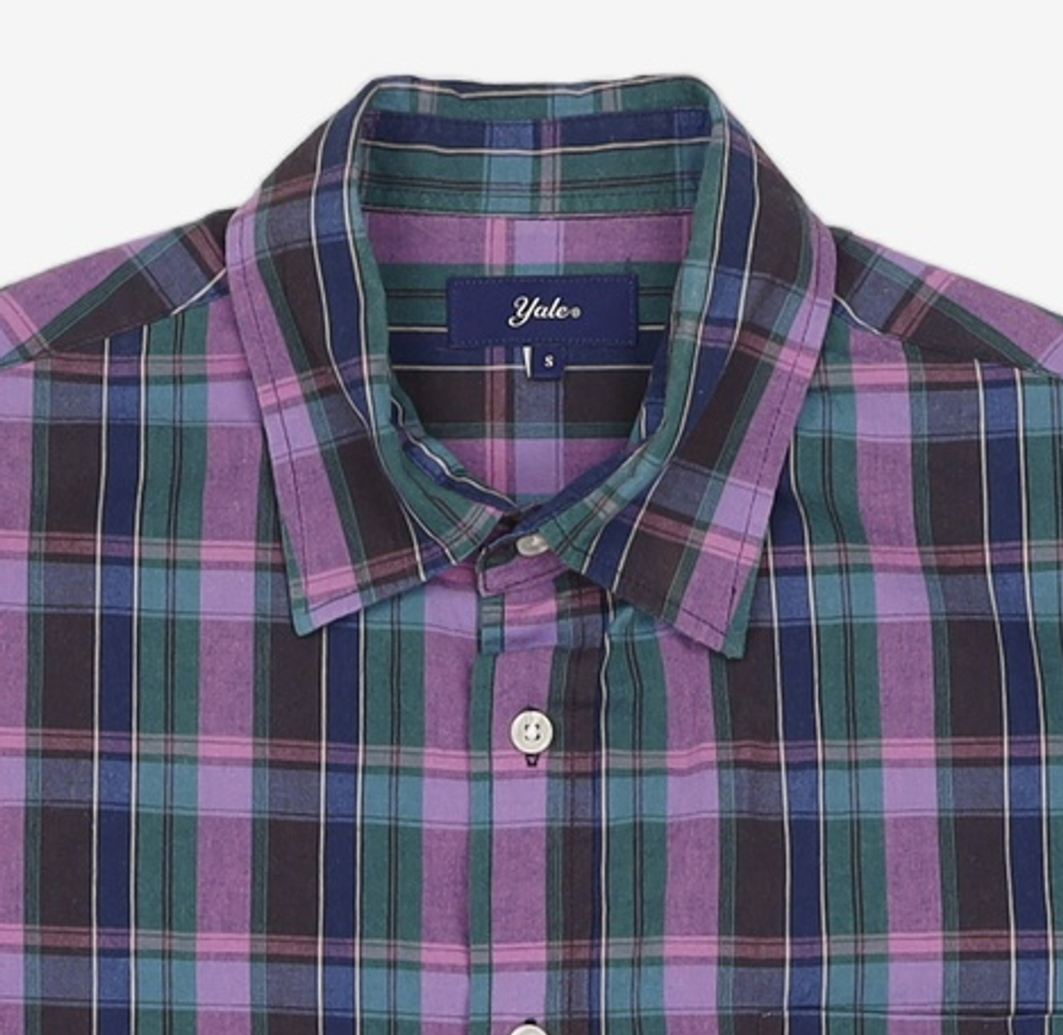 예일(YALE) (JAPAN FABRIC) COTTON CHECK SS SHIRT NAVY S