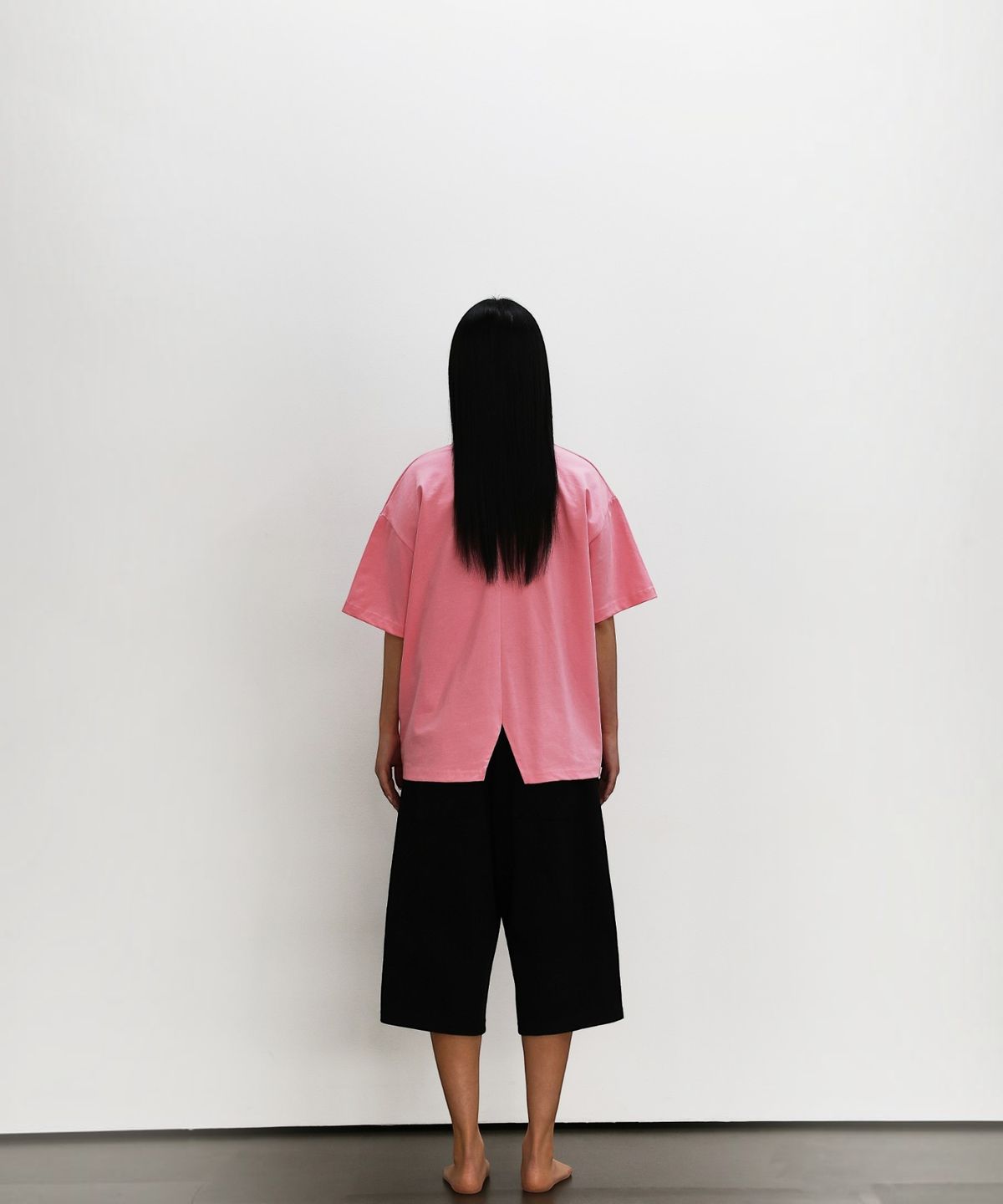 엑세스(XX) XX Back Slit Crop Over Short Sleeve T-shirt Pink