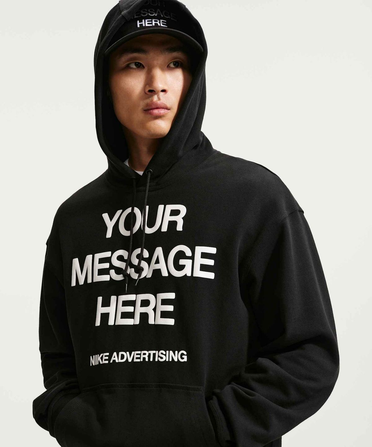 나이키(NIKE) 유어 메시지 히어 플리스 풀오버 후디 M - 블랙:화이트:세이프티 오렌지 / IO1649-010