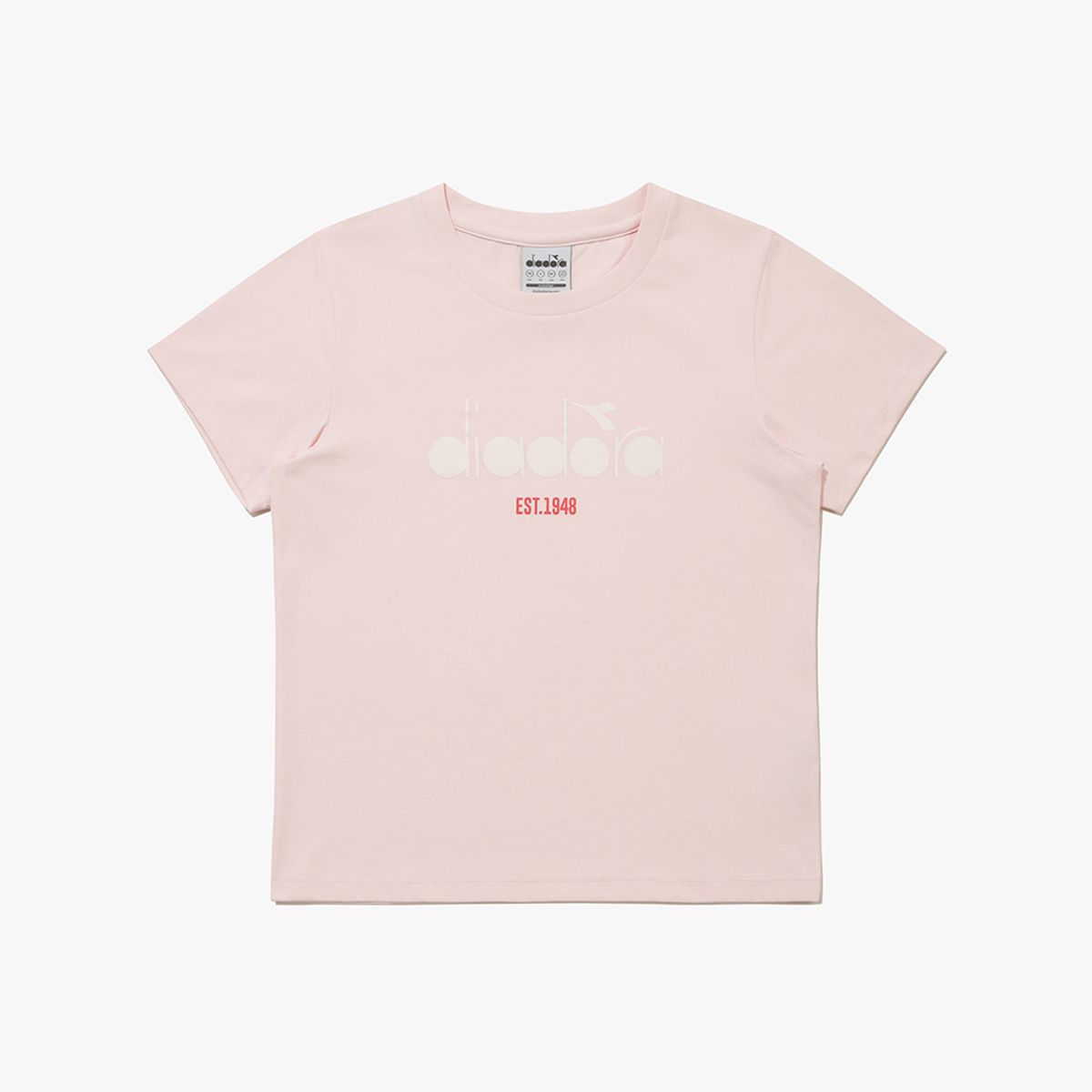 디아도라(diadora) 에어텍스 로고 반팔 티셔츠 LIGHT PINK