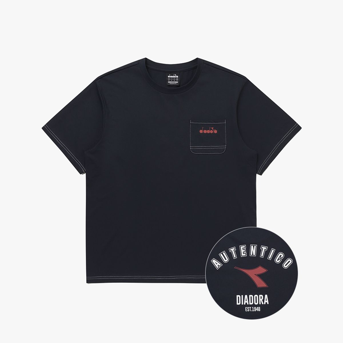 디아도라(diadora) 에어텍스 포켓 반팔 티셔츠 NAVY