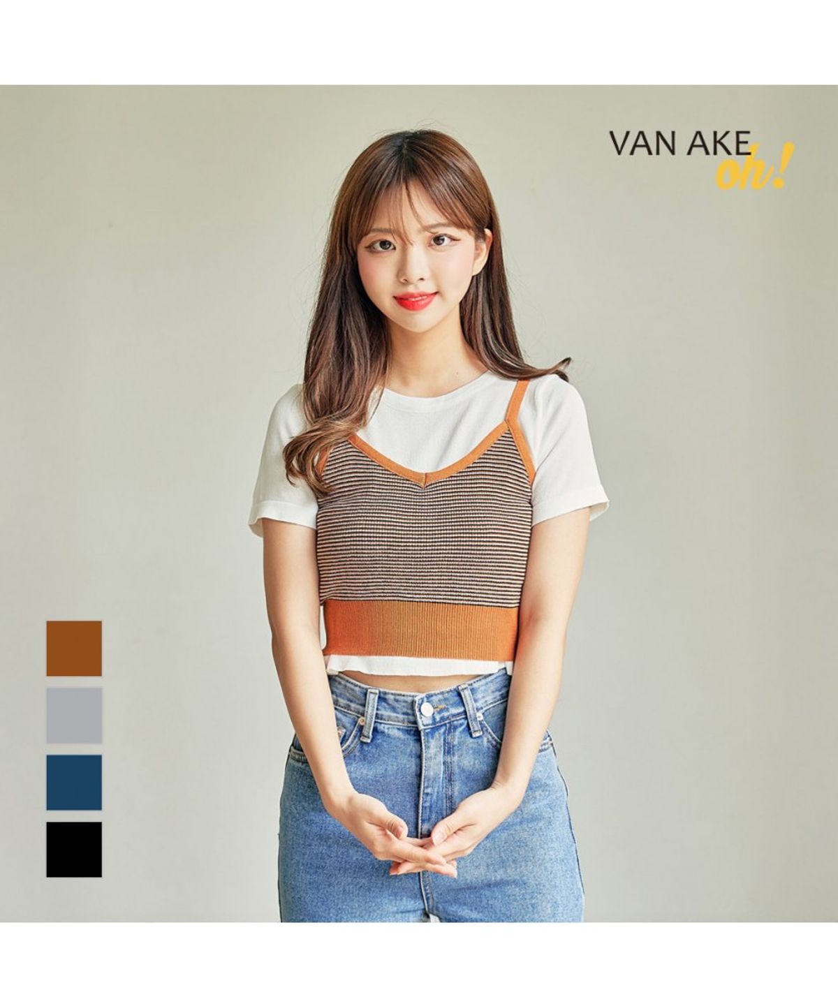반에이크(VANAKE) 아리즈 니트반팔 세트_OB14KNME02Z
