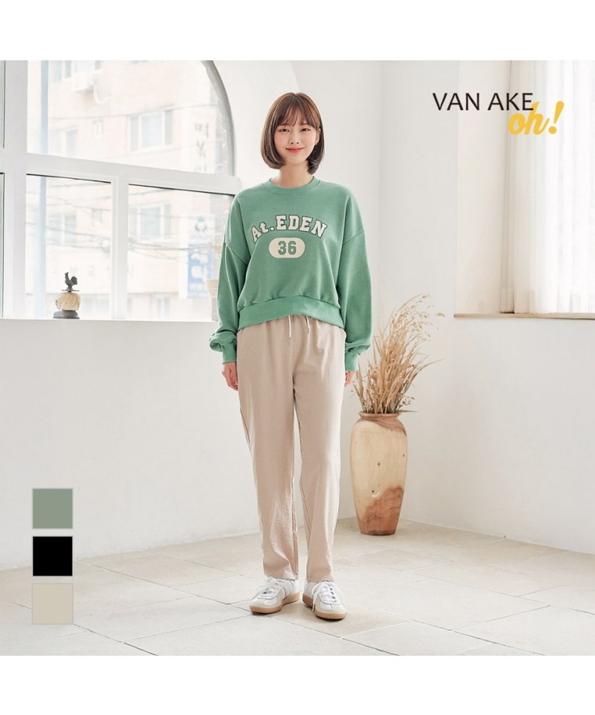 반에이크(VANAKE) 아이나 밴딩 팬츠_OB14SLME03Z