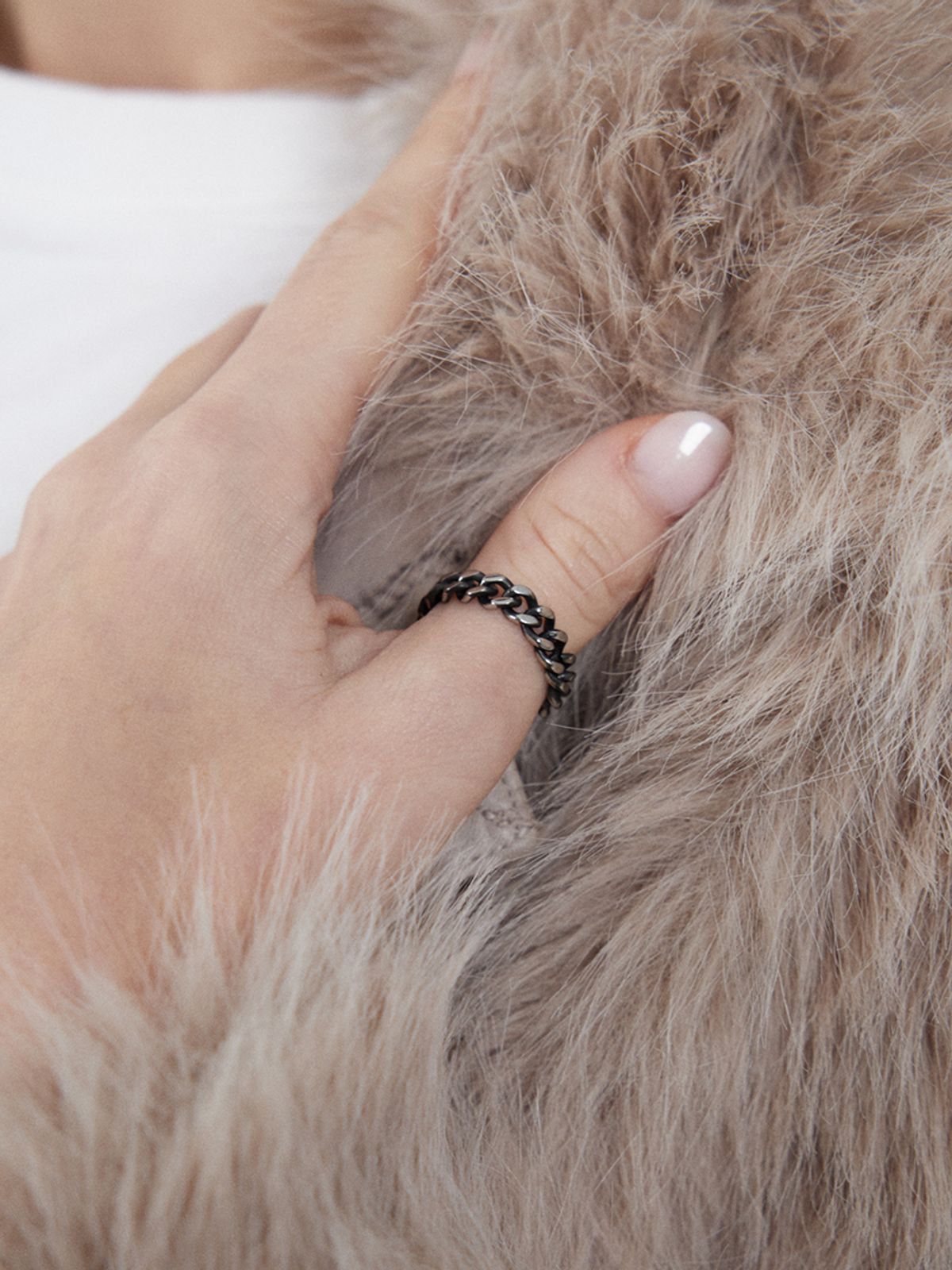 링거피스(LINGER PIECE) [Unisex] Black surgical chain ring
