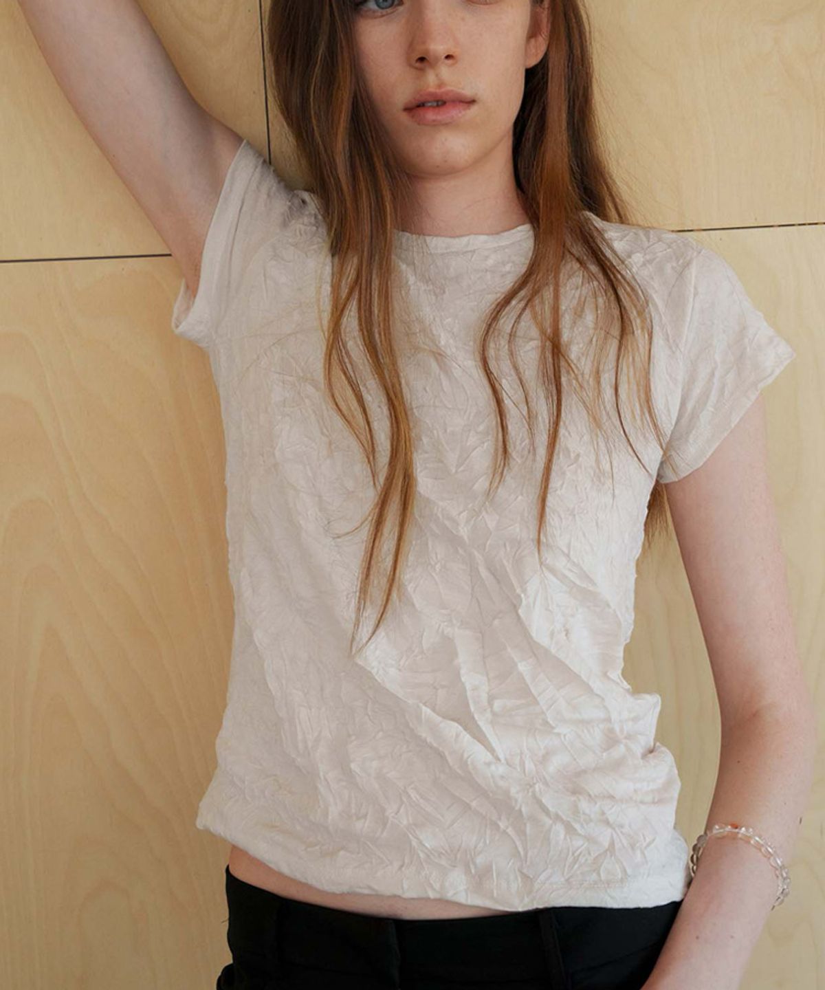 스러움(SEUREOUM) Fade Wrinkle T-shirt_Cream Beige