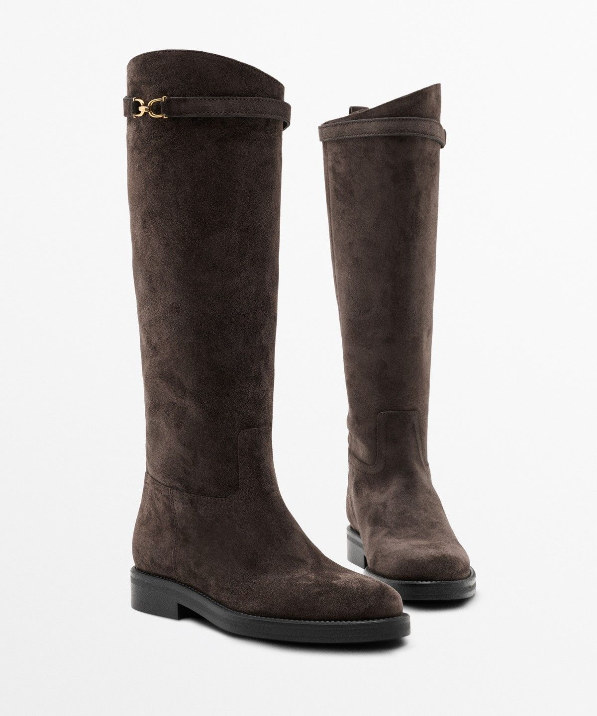 마시모두띠(MASSIMO DUTTI) 오일드 스플릿 스웨이드 승마 부츠
