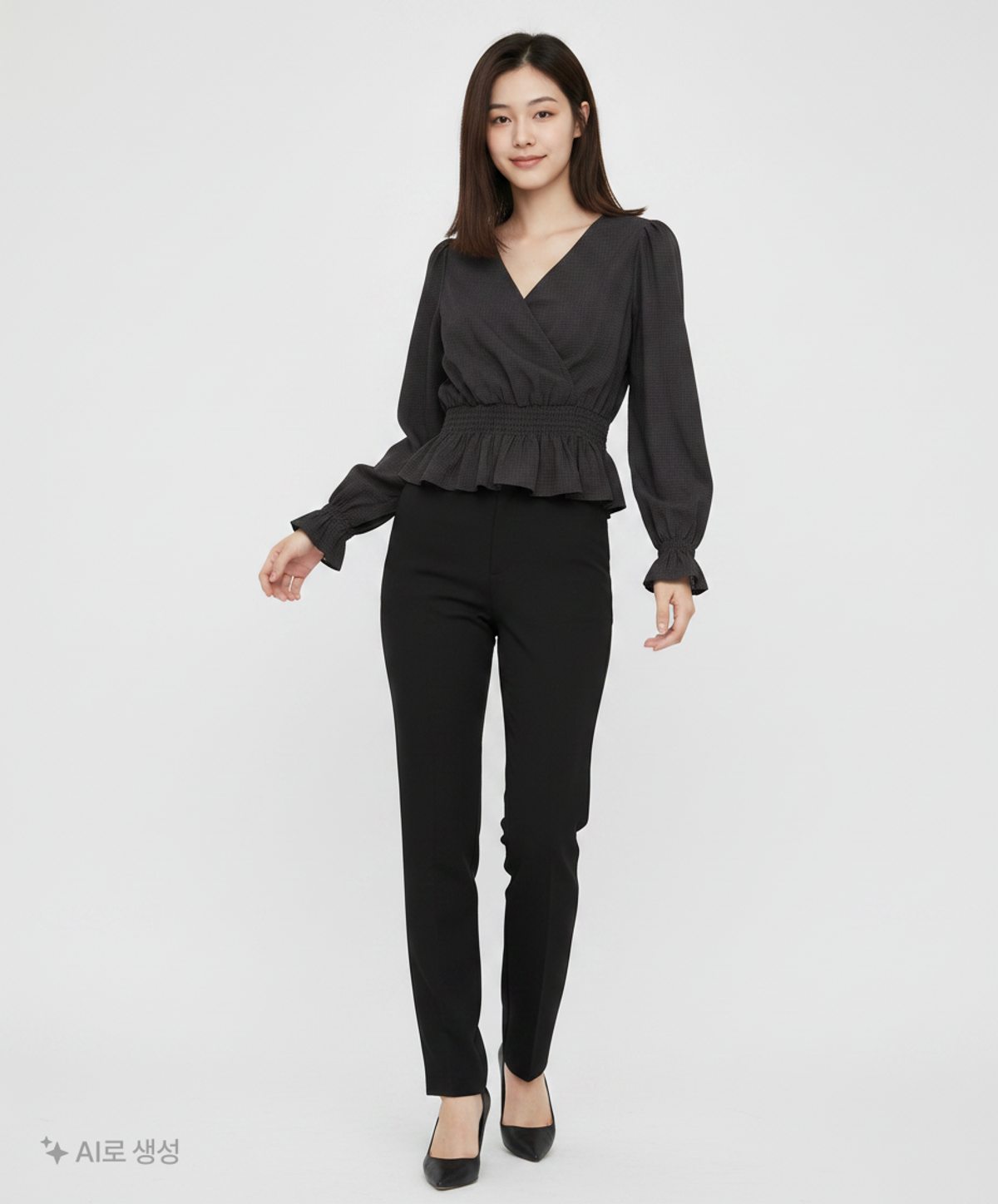 미쏘(MIXXO) 랩 페플럼 블라우스 MIWBLC911G M