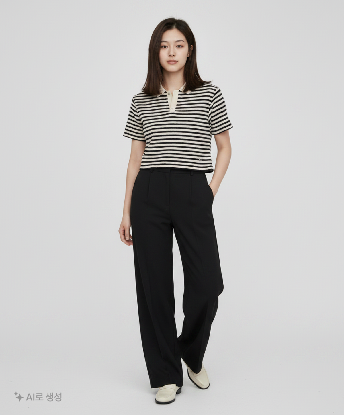 앳코너(ATCORNER) STRIPE CROP T-SHIRT BLACK (AETS1E002BK) M