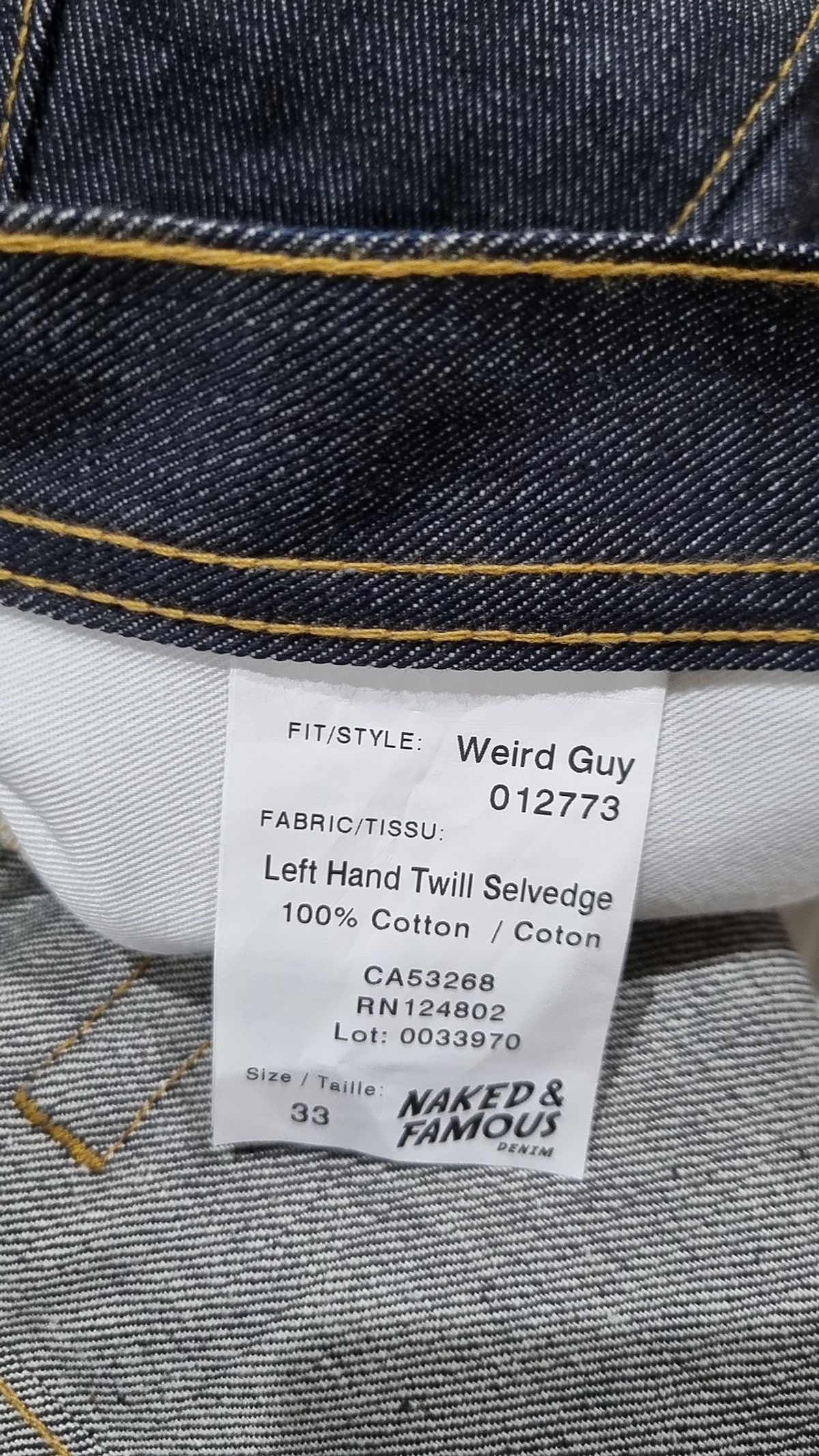 네이키드앤페이머스(NAKED&FAMOUS) WeirdGuy Left Hand Twill Selvedge 33