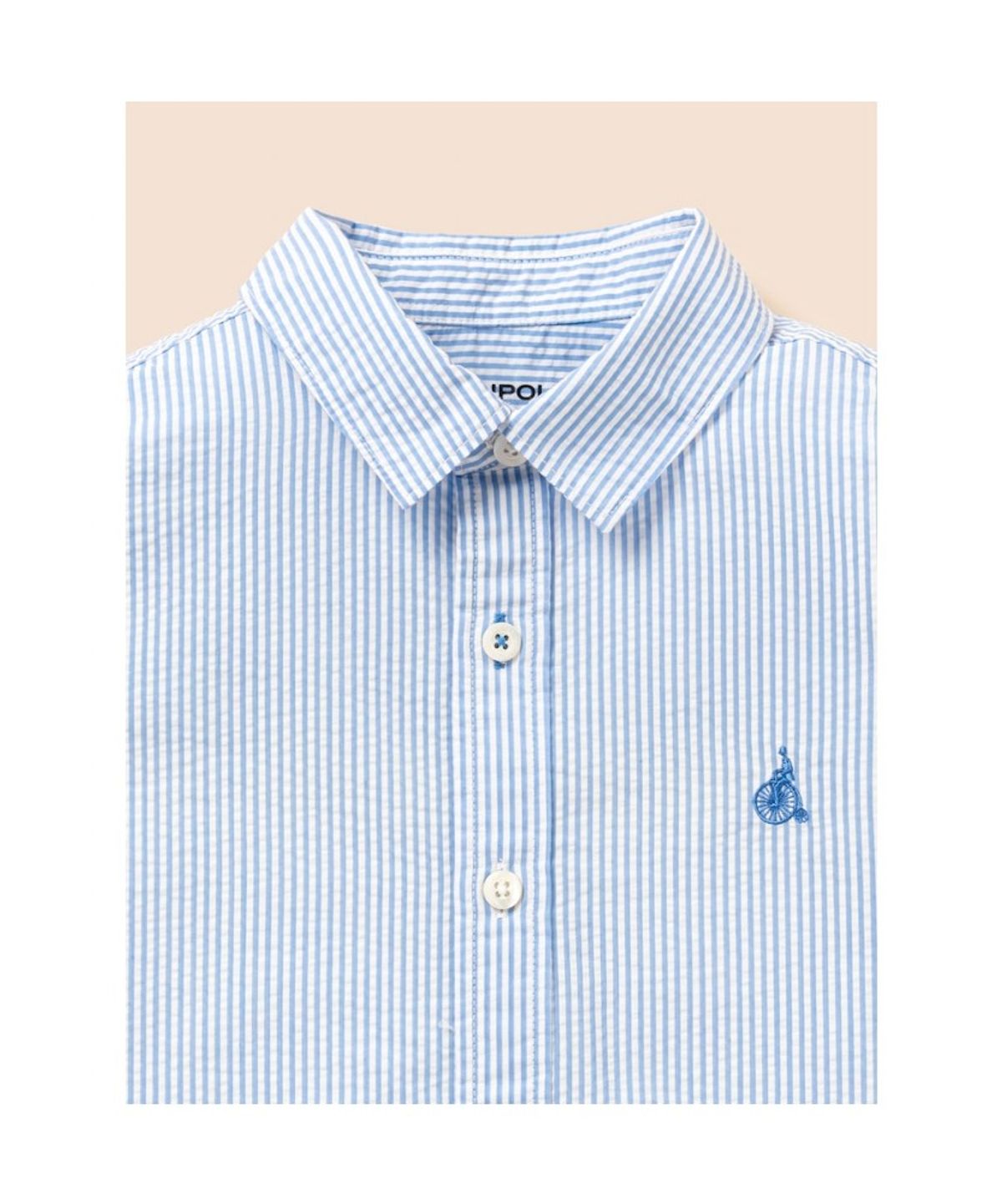 빈폴 키즈(BEANPOLE KIDS) 시어서커 스트라이프 오버핏 셔츠  스카이 블루 (BI6764U01Q)