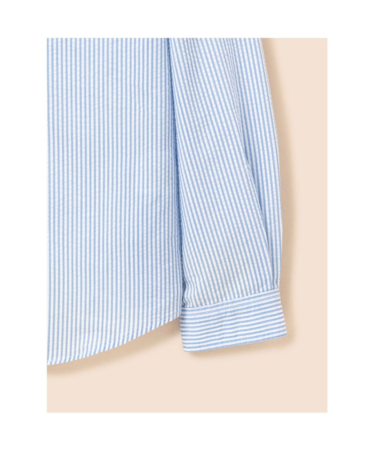 빈폴 키즈(BEANPOLE KIDS) 시어서커 스트라이프 오버핏 셔츠  스카이 블루 (BI6764U01Q)