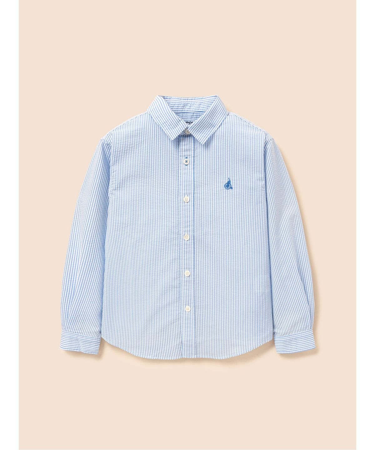 빈폴 키즈(BEANPOLE KIDS) 시어서커 스트라이프 오버핏 셔츠  스카이 블루 (BI6764U01Q)