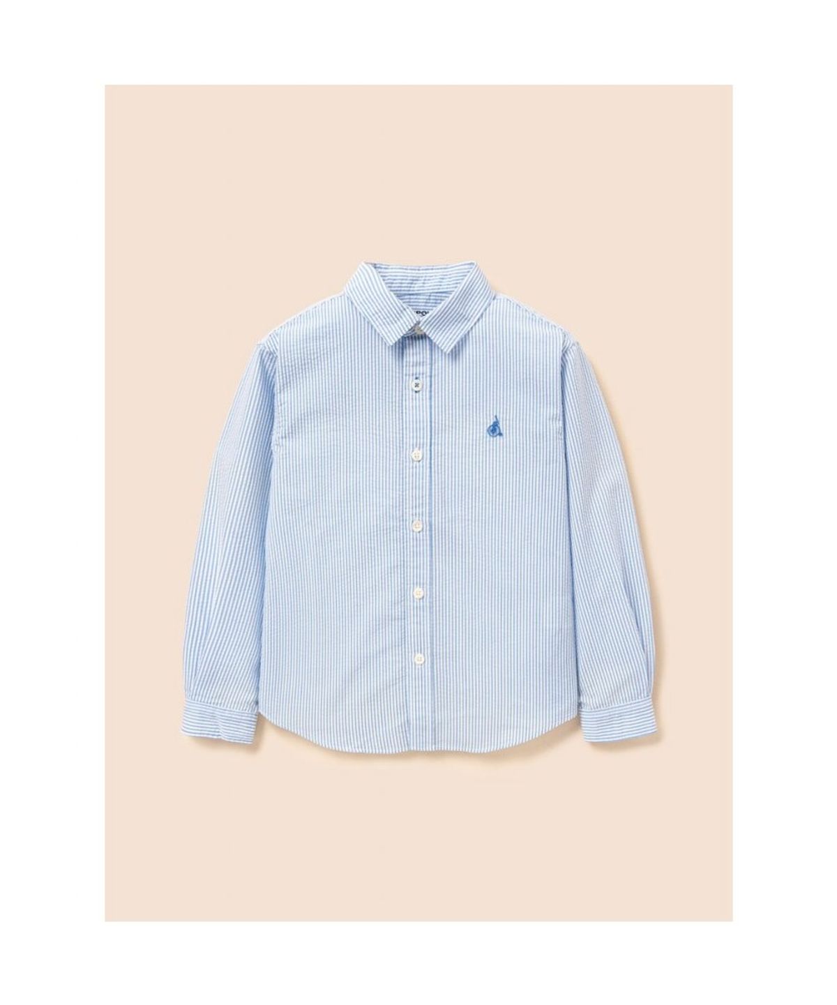 빈폴 키즈(BEANPOLE KIDS) 시어서커 스트라이프 오버핏 셔츠  스카이 블루 (BI6764U01Q)