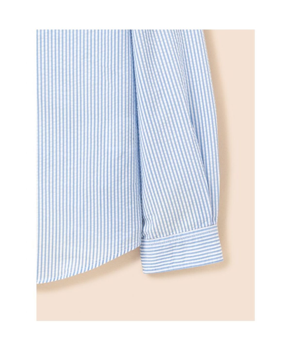 빈폴 키즈(BEANPOLE KIDS) 시어서커 스트라이프 오버핏 셔츠  스카이 블루 (BI6764U01Q)
