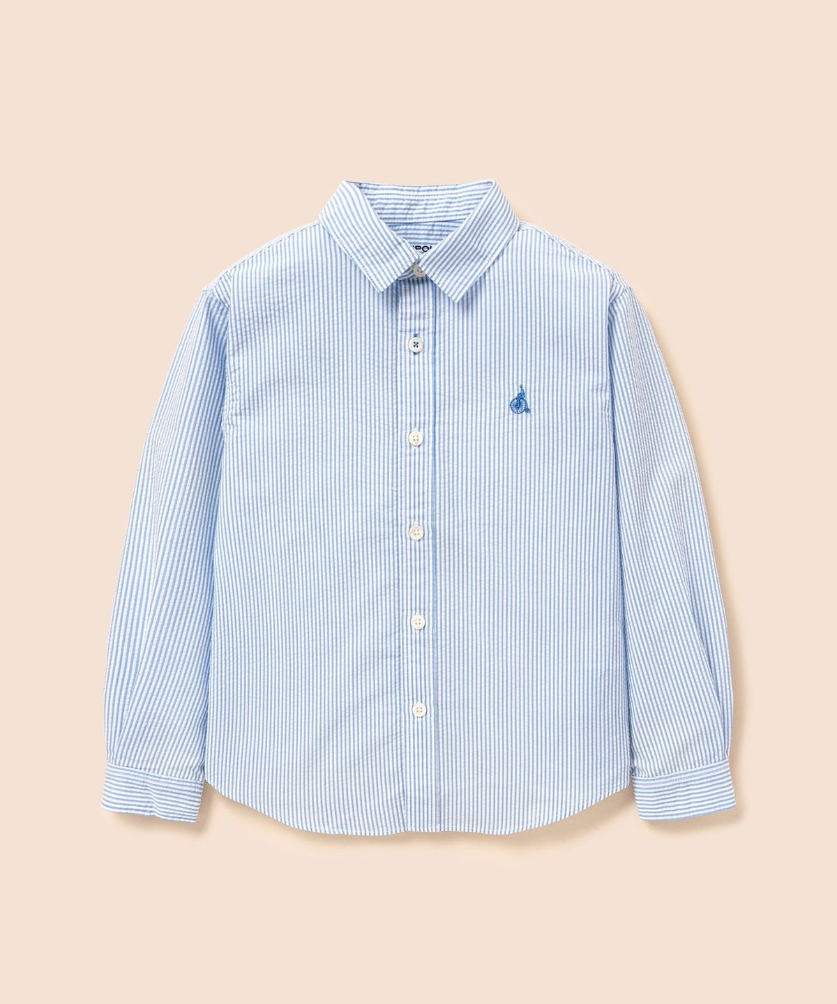 빈폴 키즈(BEANPOLE KIDS) 시어서커 스트라이프 오버핏 셔츠  스카이 블루 (BI6764U01Q)