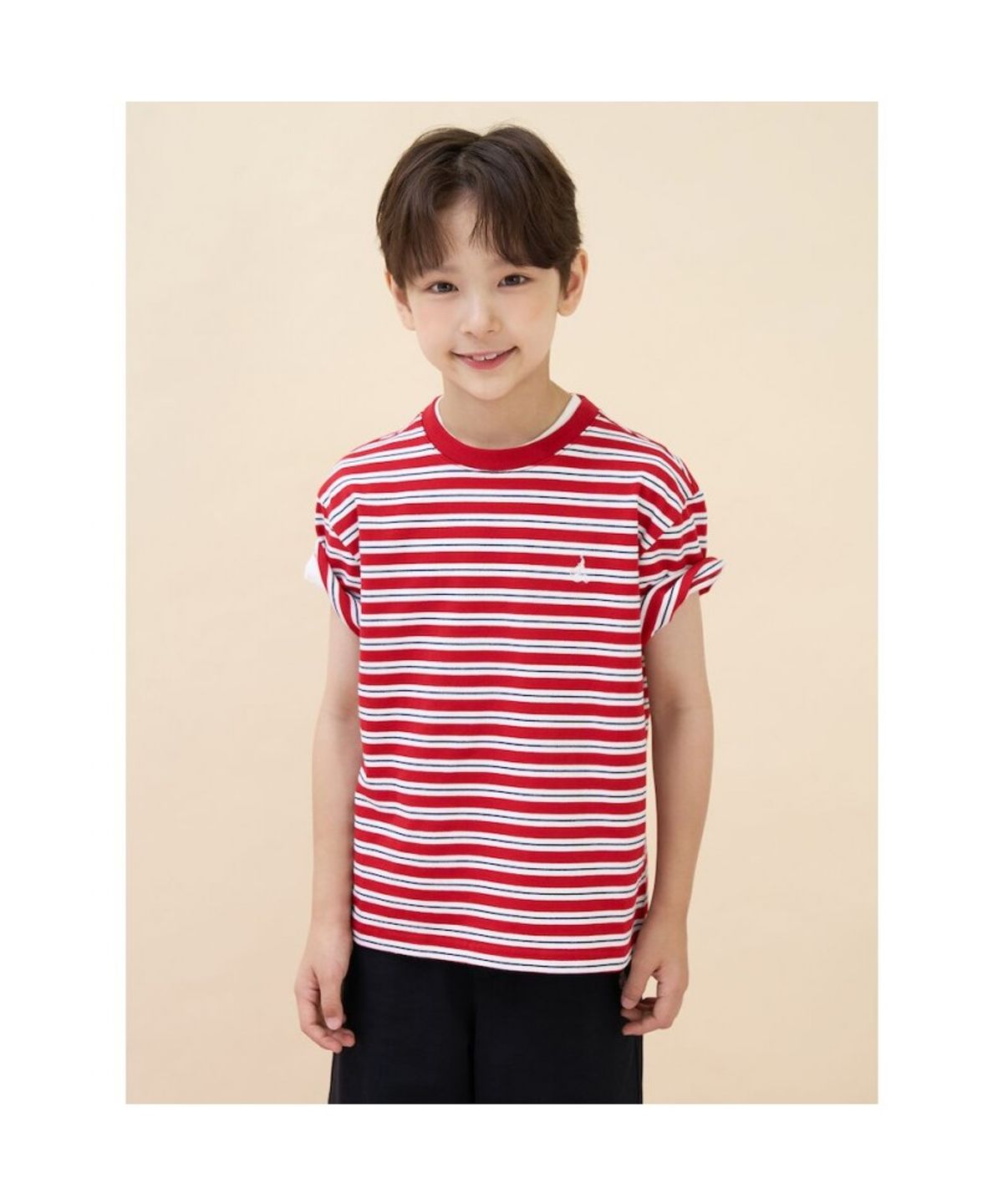 빈폴 키즈(BEANPOLE KIDS) 여름 스트라이프 루즈핏 티셔츠  레드 (BI6742U066)