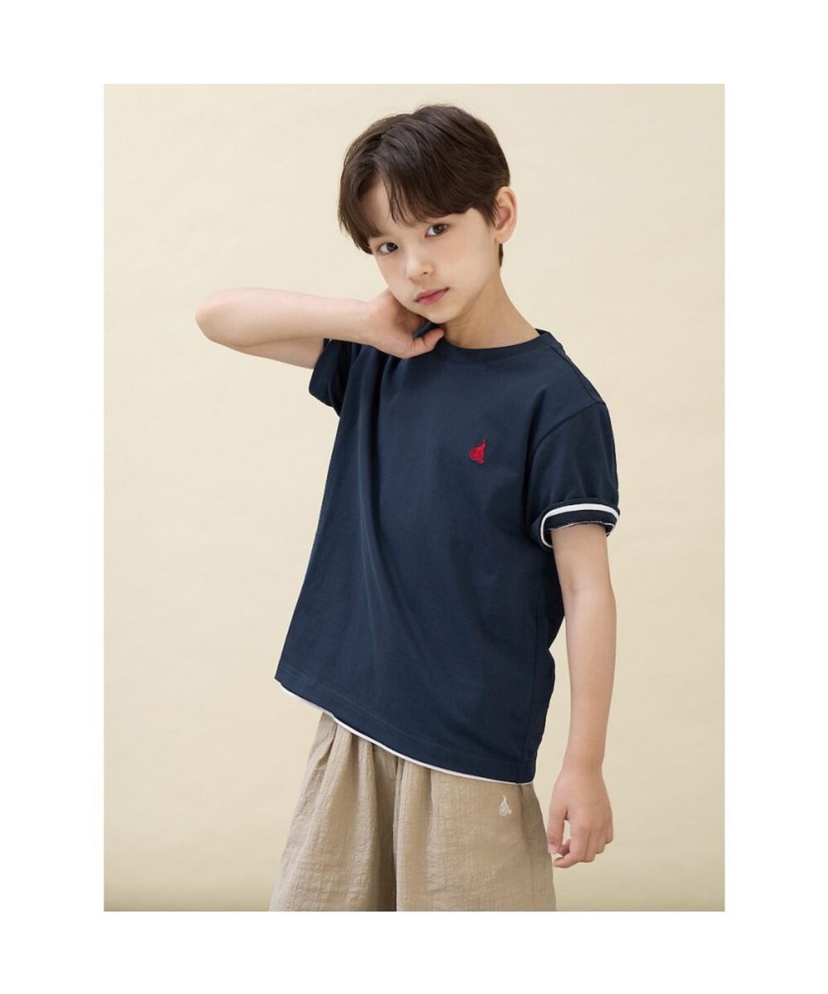 빈폴 키즈(BEANPOLE KIDS) [Essential] 수피마 베이직 반소매 티셔츠  네이비 (BI6742UE1R)