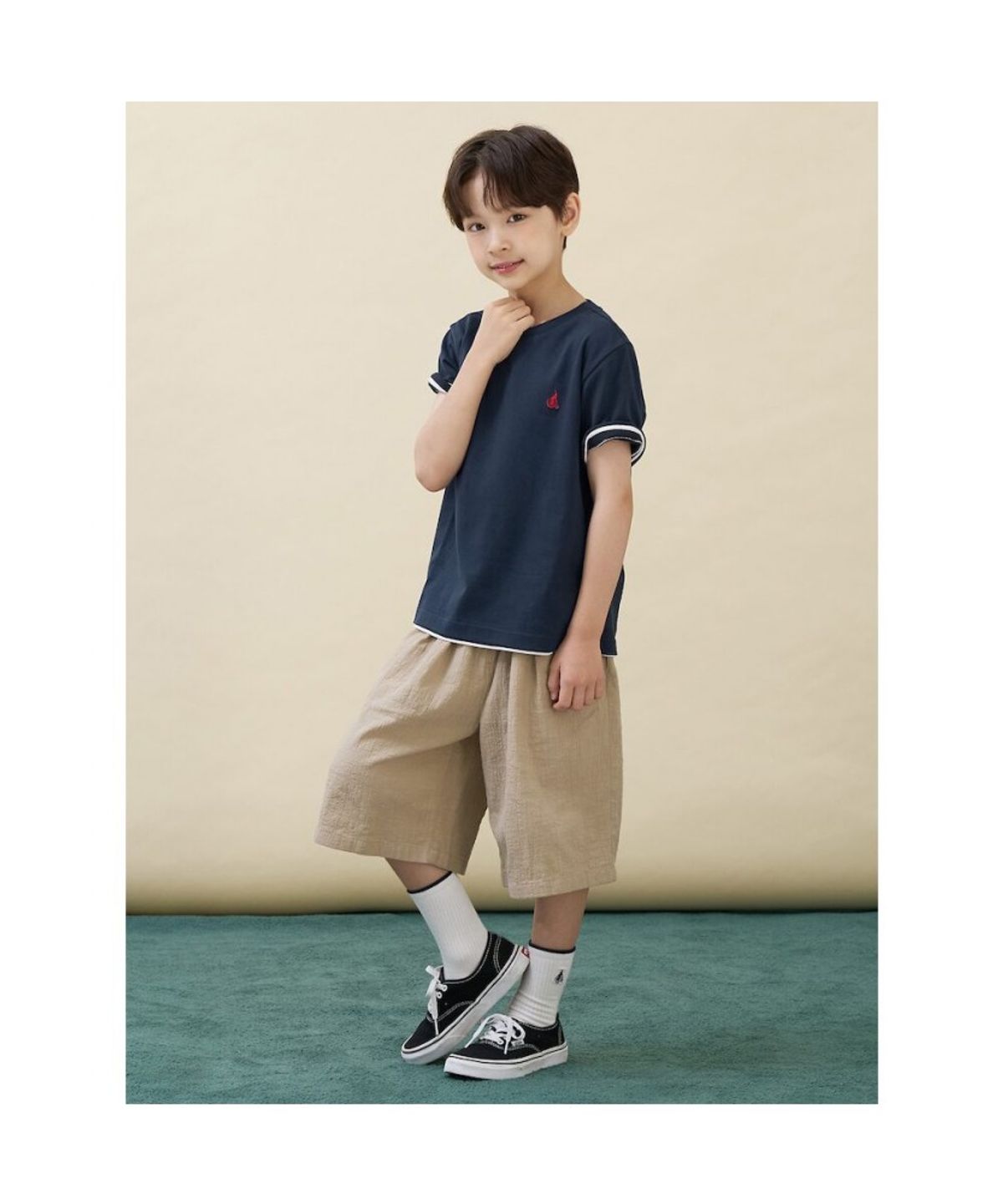 빈폴 키즈(BEANPOLE KIDS) [Essential] 수피마 베이직 반소매 티셔츠  네이비 (BI6742UE1R)