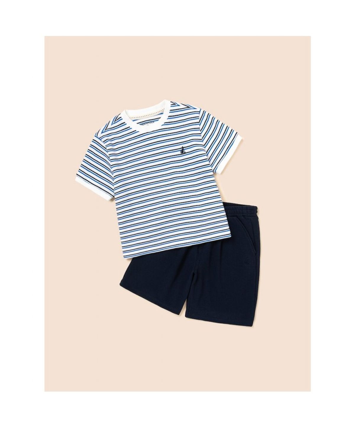 빈폴 키즈(BEANPOLE KIDS) 와플 스트라이프 반소매 상하세트  아이보리 (BI6742U010)