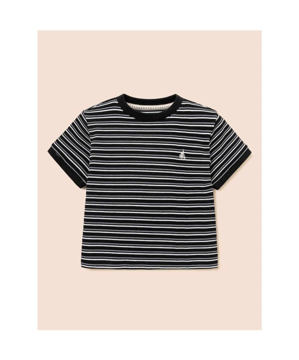 빈폴 키즈(BEANPOLE KIDS) 와플 스트라이프 반소매 상하세트  블랙 (BI6742U015)