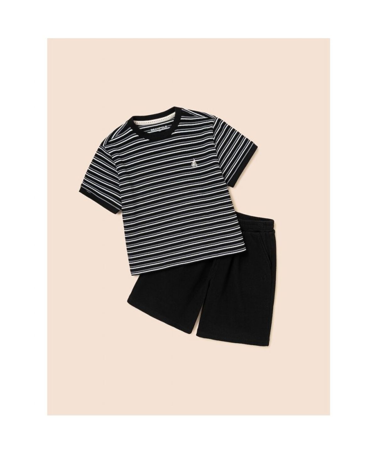 빈폴 키즈(BEANPOLE KIDS) 와플 스트라이프 반소매 상하세트  블랙 (BI6742U015)